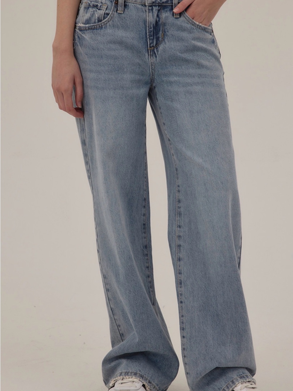 Wide Leg Women's Jeans - Light Blue
